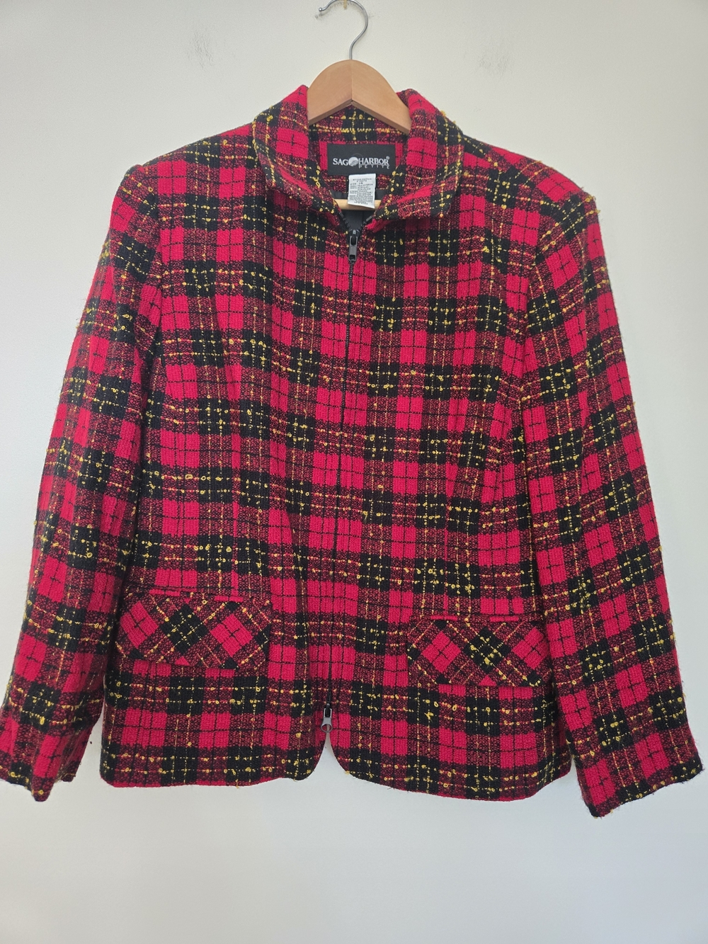 Sag Harbor Red Plaid Zip-Front Women's Jacket